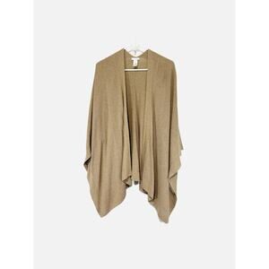 J. Jill Kaftan Shrug Cape Cardigan Poncho Wool Blend Knit Tan One Size